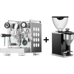 Rocket Appartamento Espressomaskin, Vit + Faustino Kaffekvarn